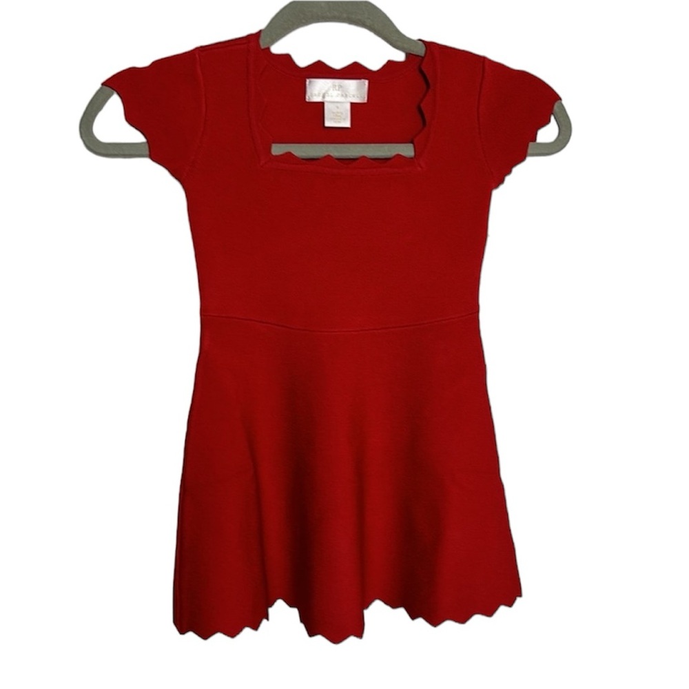 NEW NWT RACHEL PARCELL Red dress scalloped hem neck short sleeve girls size 4T